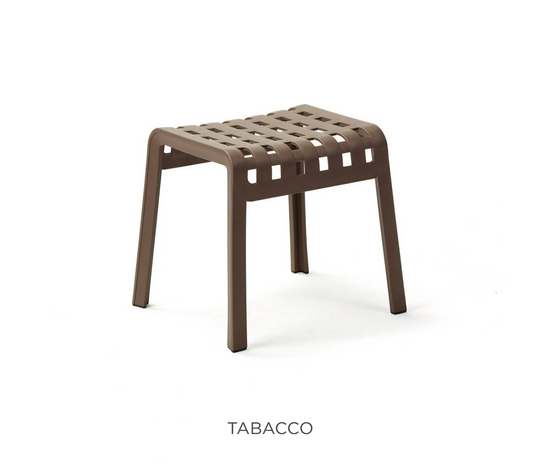 Nardi Poggio outdoor stool and footrest in tobacco color, designed for patio furniture and outdoor rocking chairs.