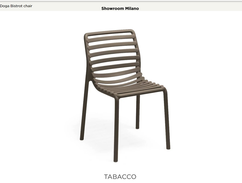 Load image into Gallery viewer, Nardi Doga Bistrot outdoor chair in tobacco color with a woven plastic seat and metal frame, suitable for patio or garden use.
