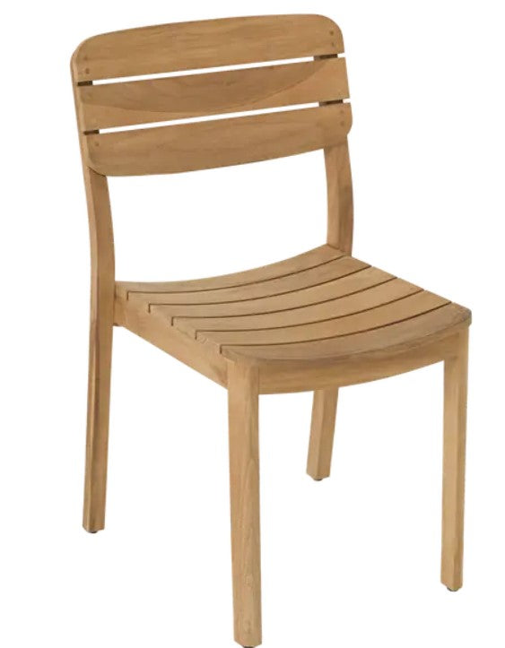 Vlaemynck teak outdoor metal chair with a sleek design, suitable for outdoor living, dining, and hospitality settings.