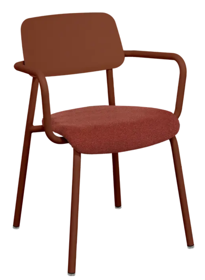 Load image into Gallery viewer, Fermob Studie fabric armchair in ochre, stylish office chair with cushioned seat and back for meeting room comfort.
