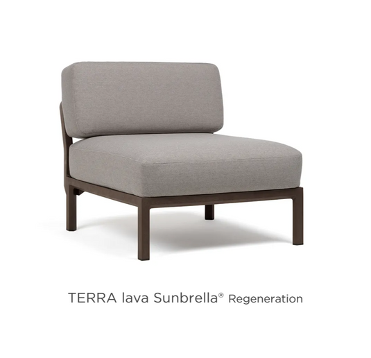 Nardi Maximo modular sofa center seat with TerraLavaSunbrella fabric, outdoor hospitality furniture for comfortable seating arrangements.