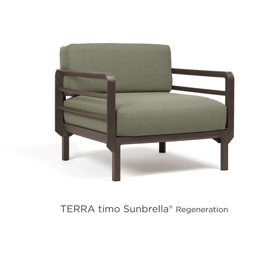 Nardi Maximo modular outdoor armchair sofa with TerraTimoSunbrella fabric, stylish and comfortable for outdoor terrace lounging.