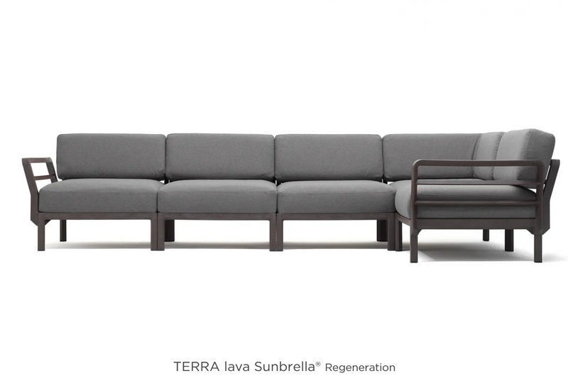 Load image into Gallery viewer, Maximo 5 Modular Outdoor Sofa by Custom Wood Designs, featuring sturdy terracotta-colored seating for hotel terrace or outdoor lounge.
