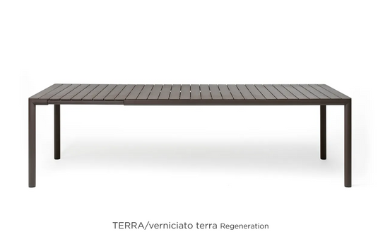 Nardi Tevere 210 extendable outdoor table with a wooden finish, suitable for garden or patio dining.