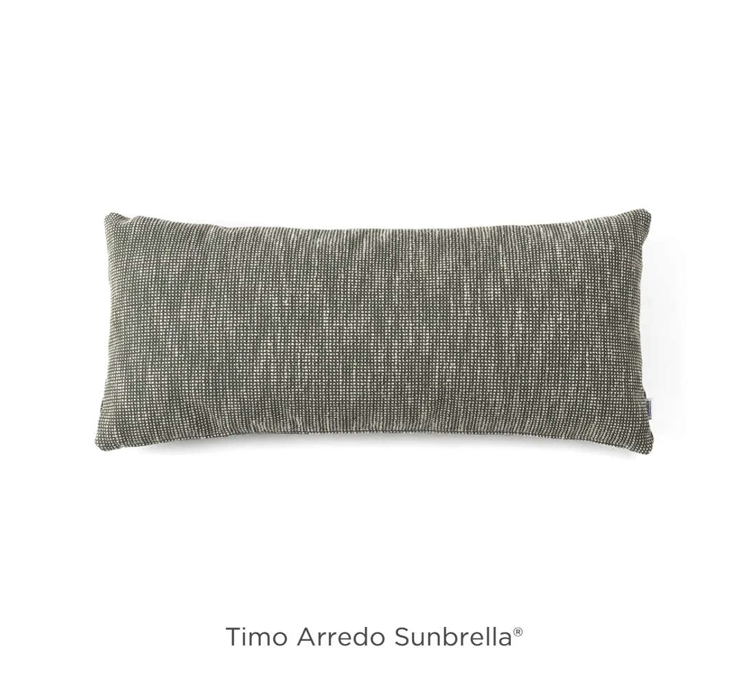 Maximo 70x30 outdoor cushion by Custom Wood Designs, Sunbrella fabric, rectangular outdoor pillow for hospitality seating.
