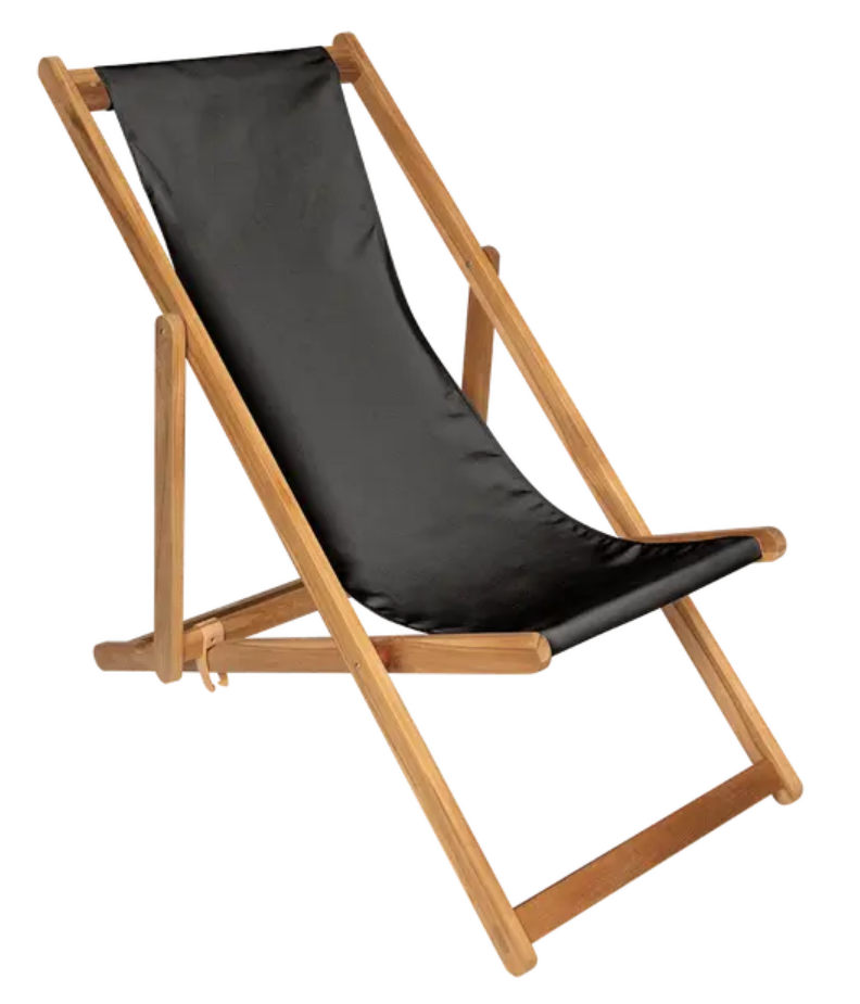 Load image into Gallery viewer, Fermob IBIZA teak deck chair in Titanum Green, featuring a stylish wooden slatted design for outdoor relaxation.
