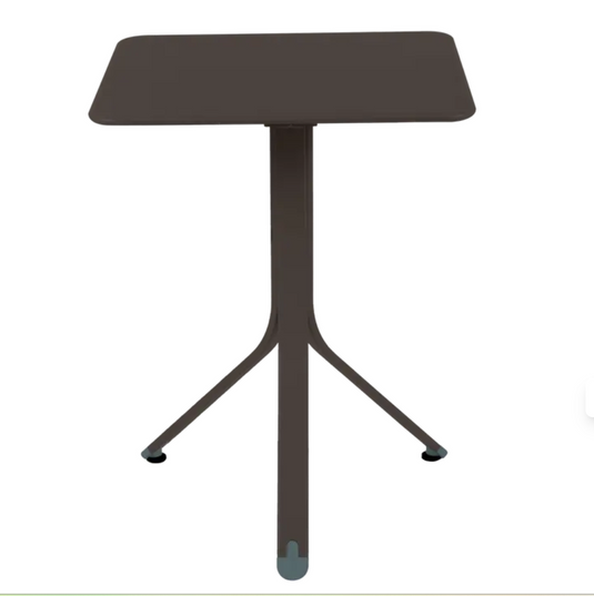 Fermob Rest'O folding outdoor table in metal, 57x57cm, featuring a sleek design, suitable for patio or garden use.