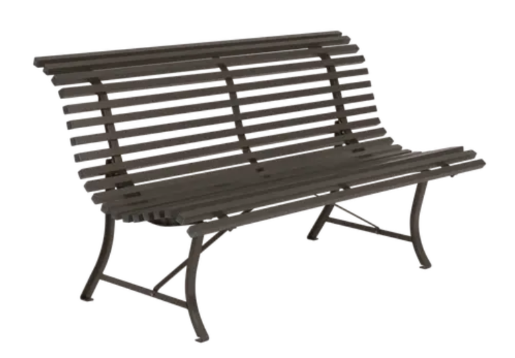 Load image into Gallery viewer, Fermob Louisiane 150cm folding outdoor bench in Tonka Brown, steel construction, suitable for patio or garden seating.
