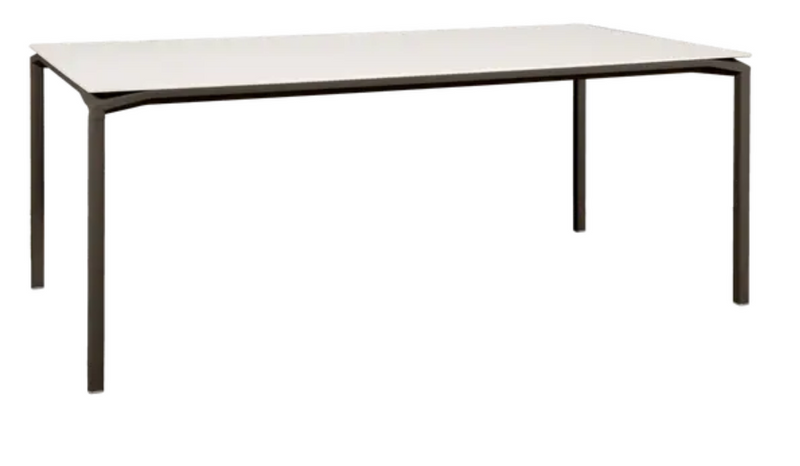Load image into Gallery viewer, Fermob Calvi Aeris mineral dining table with eight seats, 195 x 95 cm, featuring a stylish tabletop and sturdy legs.
