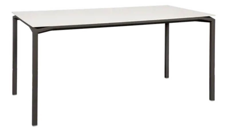 Load image into Gallery viewer, Fermob CALVI AERIS mineral dining table, 160x80 cm, six-seater, with a sleek tabletop and modern metal legs.
