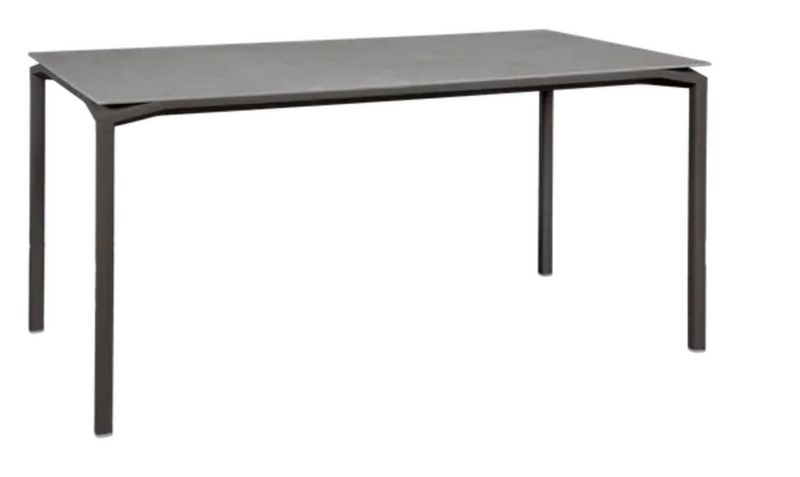 Load image into Gallery viewer, Fermob CALVI Creta Mineral dining table in Tonka Grey, 160x80 cm, six-seater with aerator color option for modern dining space.
