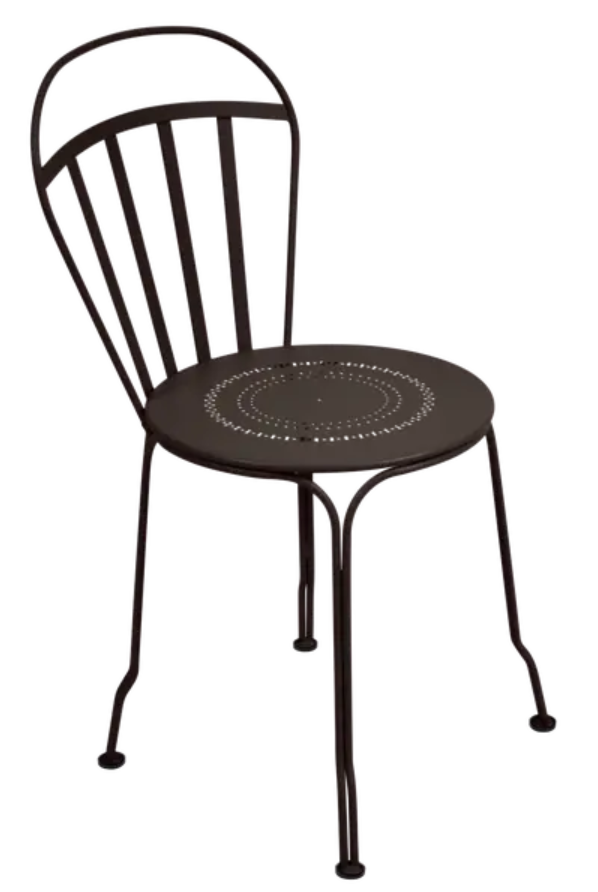 Load image into Gallery viewer, Fermob Louvre outdoor chair with a curved metal frame and slatted seat, designed for stylish outdoor seating.
