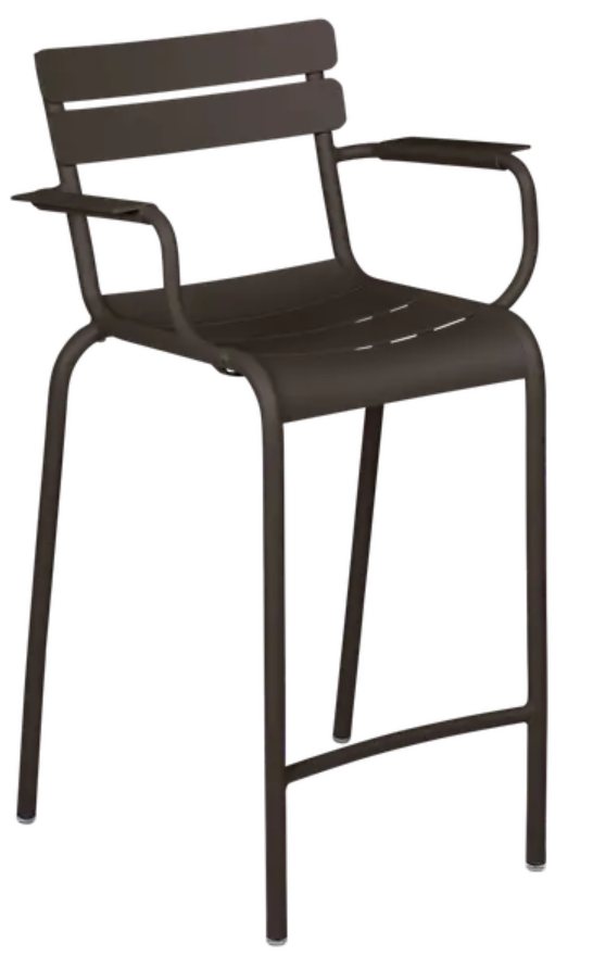 Load image into Gallery viewer, Luxembourg High Bar Armchair by Fermob featuring a modern design with a wooden frame and cushioned seat

