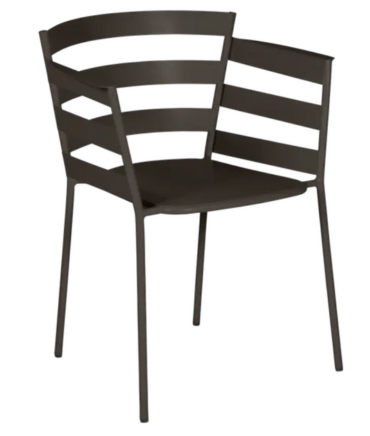 Fermob RYTHMIC outdoor armchair with a modern design, featuring a curved seat and armrests in vibrant colors.