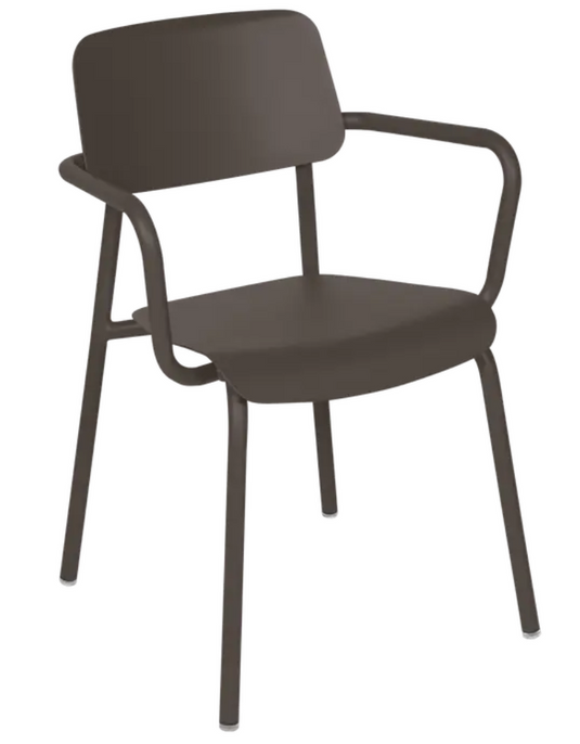 Fermob Studie armchair, a stackable contract dining chair with a sleek design suitable for indoor office and home use.