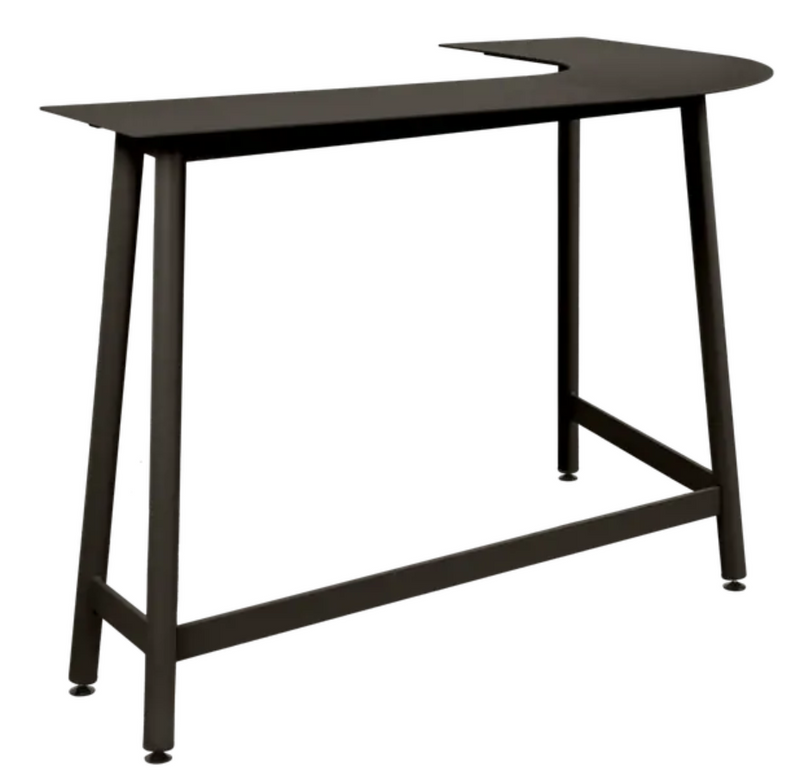 Load image into Gallery viewer, Fermob Bolder Corner Counter bar stool with foxed metal finish, designed as outdoor garden furniture for two people.
