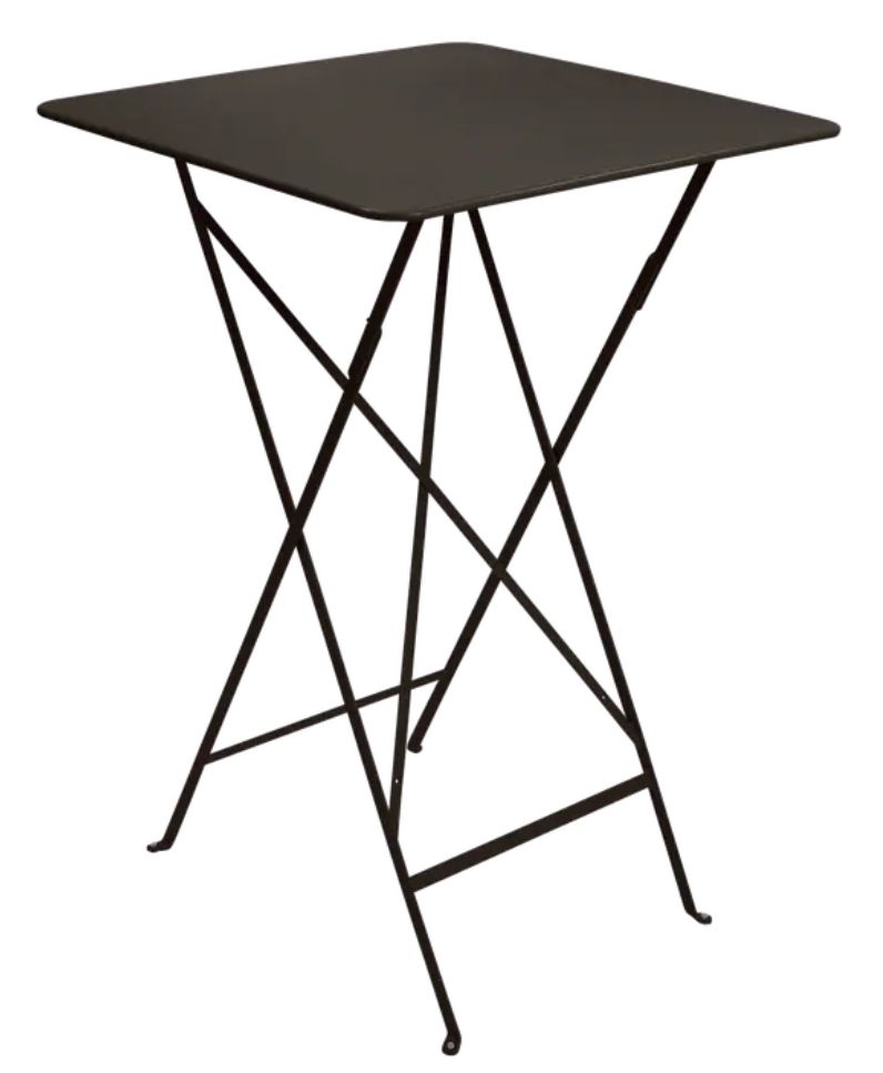 Load image into Gallery viewer, Fermob Tonka Brown foldable outdoor high table with 71x71 cm steel top, suitable for contract or bar use.
