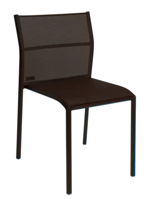 Fermob Cadiz outdoor chair with a woven seat and armrests, designed for comfortable outdoor patio or garden use.