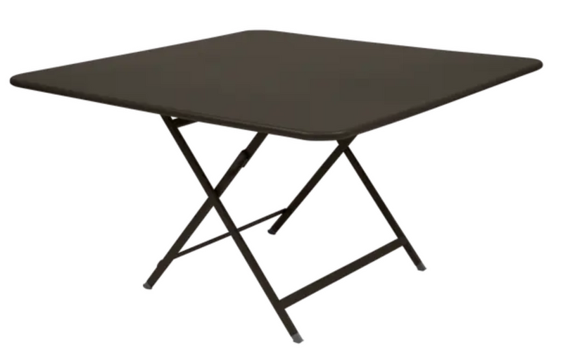 Load image into Gallery viewer, Fermob Caractère foldable outdoor table, 128x128 cm, eight-seater with wooden top and metal frame, suitable for outdoor dining.
