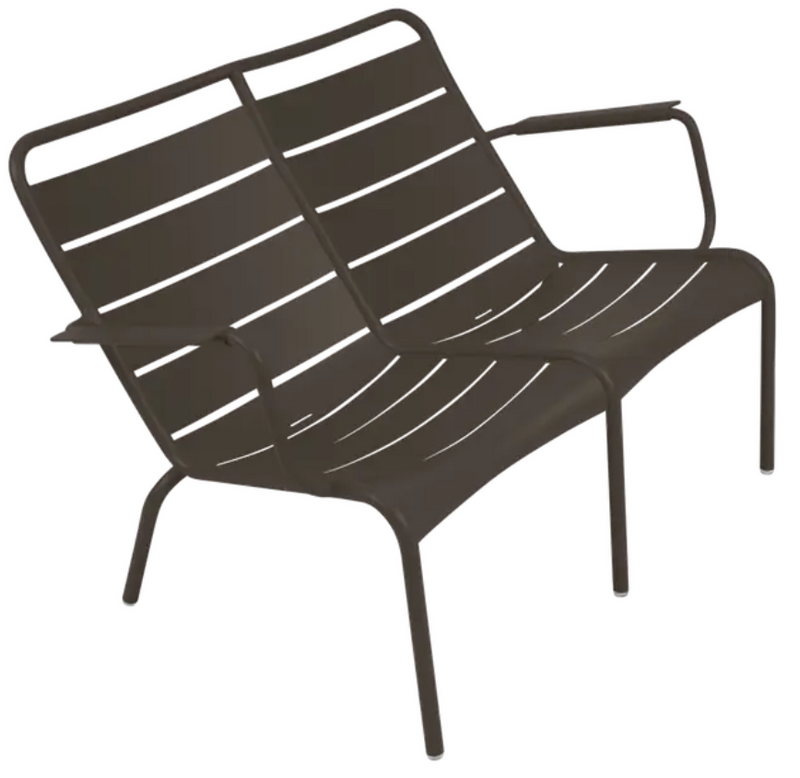 Load image into Gallery viewer, Luxembourg Duo Low Armchair by Fermob, Fermb Kids Corner Contract Bench, featuring modern design and wooden legs.
