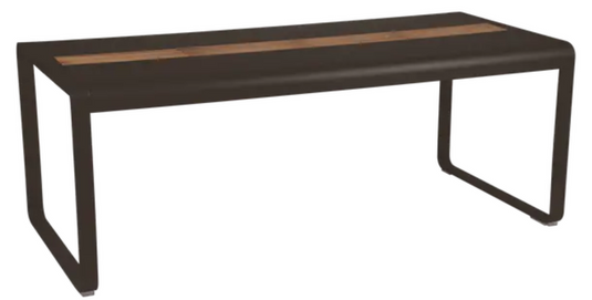 Fermob Bellevie outdoor dining table in wood and metal, 196 x 90 cm with storage, eight-seater for garden or patio use