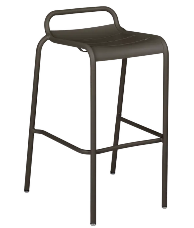 Load image into Gallery viewer, Fermob Luxembourg bar stool with a sleek design, suitable for outdoor dining and restaurant settings.
