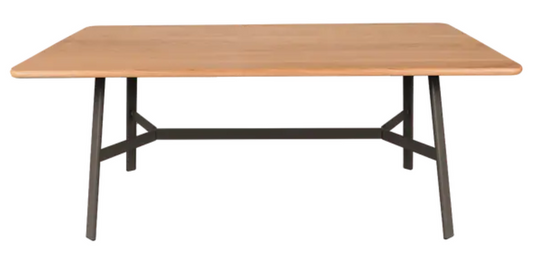 Fermob SO'O 180x90 cm oak dining table with six seats, showcasing a sturdy oak wood surface and modern design.