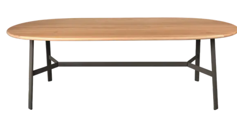 Load image into Gallery viewer, Fermob SO'O Oval Oak Table 220x95cm with 8 seats, solid wood dining table showcasing a sleek, modern design.
