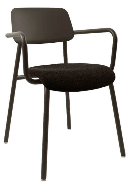 Fermob Studie fabric armchair in sprinkled brown, modern office chair with padded seat and backrest for meeting rooms.