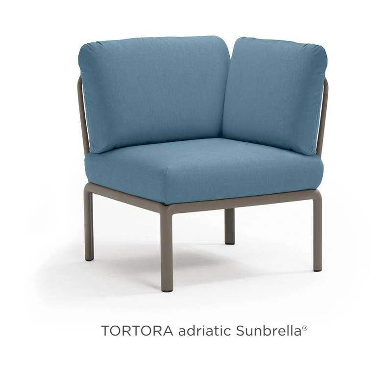Load image into Gallery viewer, Nardi Komodo Corner Module outdoor sofa in tortora sunbrella fabric, modular outdoor corner sofa for patio or garden seating.

