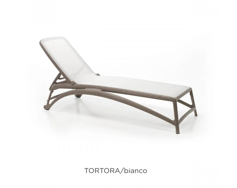 Load image into Gallery viewer, Nardi Atlantico stackable sun lounger in tortora and bianco outdoor poolside recliner on patio
