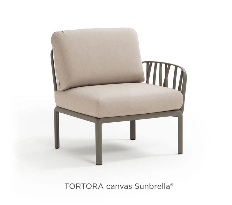 Load image into Gallery viewer, Nardi Komodo Terminal Module outdoor sofa in Tortora canvas with Sunbrella fabric, designed for modular outdoor lounging.
