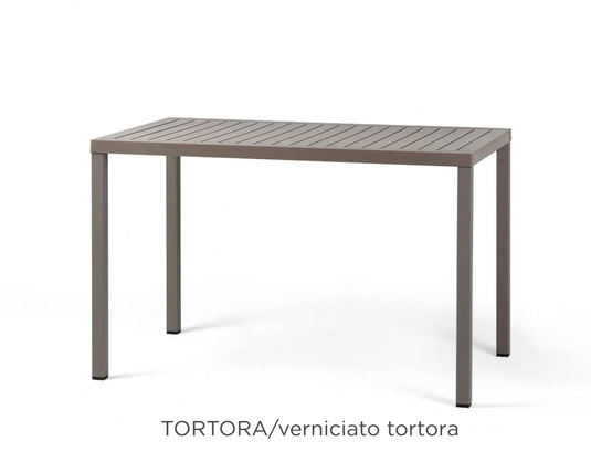 Nardi Cube 120x70 outdoor contract table in tortora color, showing sturdy restaurant furniture suitable for outdoor use.