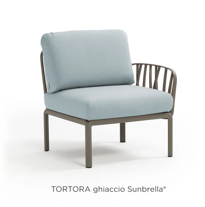 Load image into Gallery viewer, Nardi Komodo Terminal Module outdoor sofa in tortora ghiaccio Sunbrella fabric, modular design, suitable for outdoor patio.
