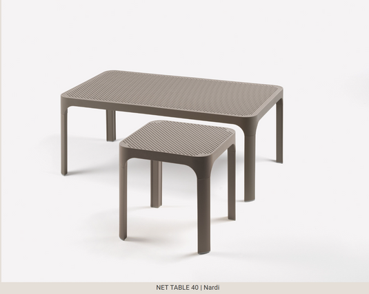 Nardi Net Table 40 outdoor side table in tortora color, designed for patio furniture and outdoor use.