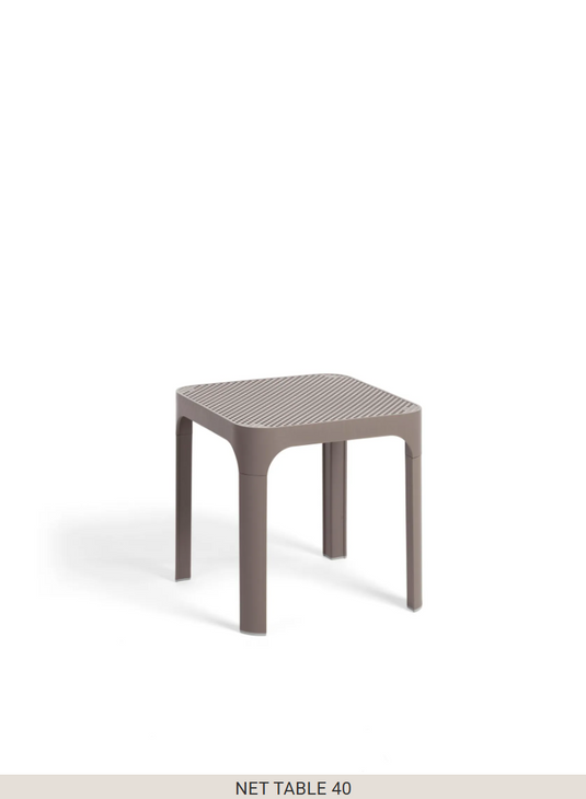 Nardi Net Table 40 outdoor side table in tortora color, perfect for patio or garden furniture.