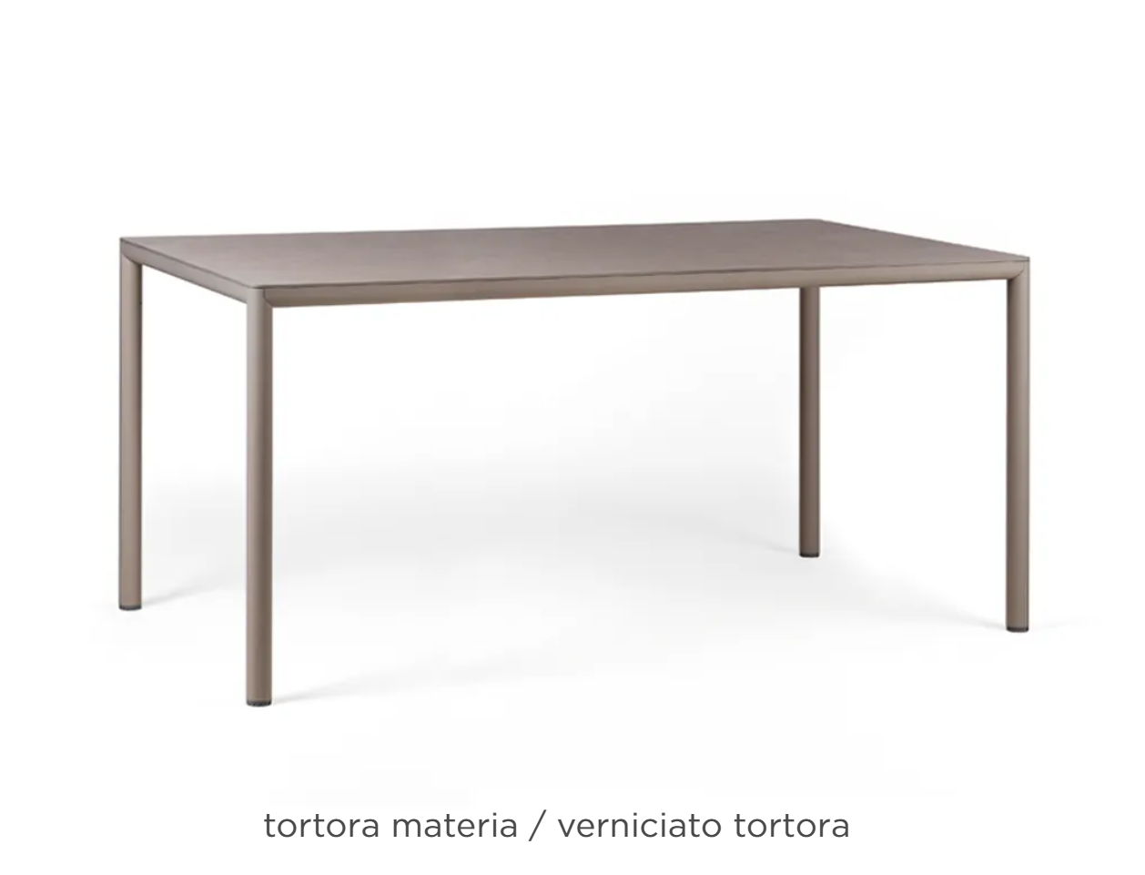 Nardi Piave outdoor table in tortora color with 160x90 cm rectangular shape, suitable for garden or patio use.