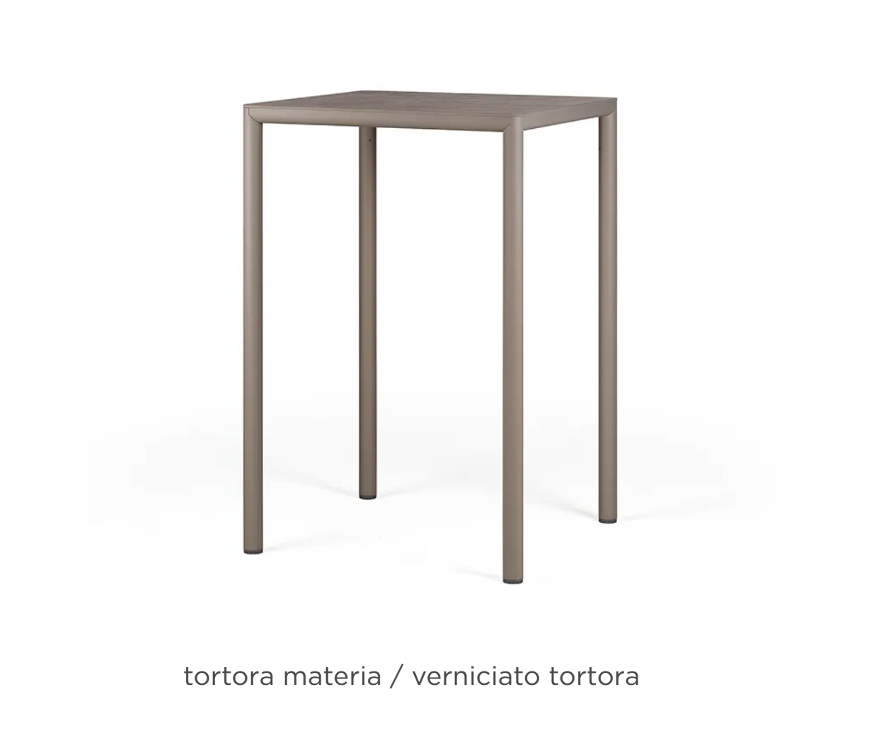 Nardi Piave 70 high outdoor table with tortora HPL top and aluminium frame, ideal for hospitality use in Ireland and the UK.