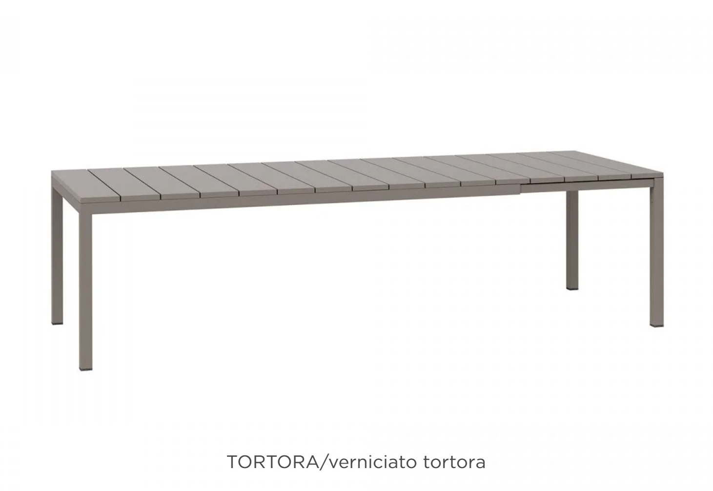 Nardi Rio 210 Extensible outdoor dining table in tortora finish, featuring a sleek, extendable design for outdoor use.
