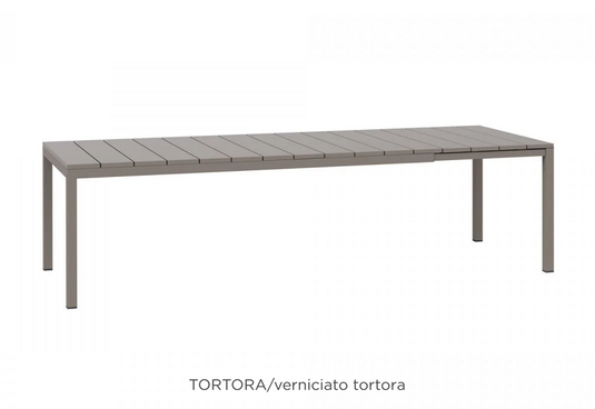 Nardi Rio 210 Extensible outdoor dining table in tortora finish, featuring a sleek, extendable design for outdoor use.