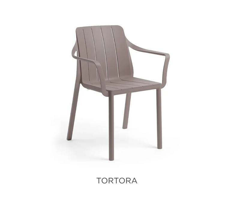 Load image into Gallery viewer, Nardi Tiberina armchair, stackable outdoor chair with beige Tortora finish, designed for patio or restaurant use.
