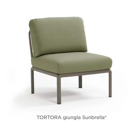 Nardi Komodo Central Sofa Module in tortora with Ginugla Sunbrella fabric, part of the Nardi outdoor modular sofa collection.