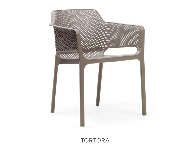Load image into Gallery viewer, Nardi Net outdoor chair in tortora color, featuring a woven design and sturdy frame for patio and outdoor seating.
