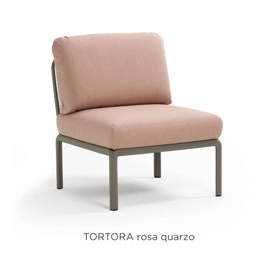Nardi Komodo Central Sofa Module in Tortora and Rosa Quarzo, outdoor modular sofa section, ideal for patio furniture.