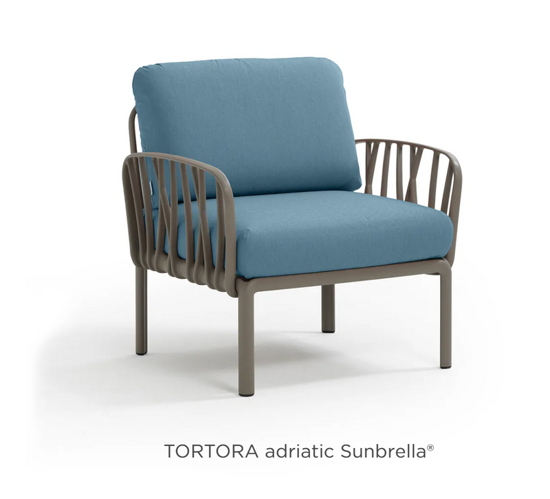 Load image into Gallery viewer, Nardi Komodo outdoor armchair from Custom Wood Designs, tortora color, featuring modular design and Sunbrella fabric for outdoor use.

