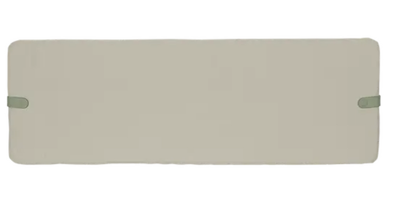 Load image into Gallery viewer, Fermob outdoor bench cushion in Twine color, measuring 106 x 35 cm, with a soft fabric cover for outdoor seating comfort.
