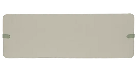 Fermob outdoor bench cushion in Twine color, measuring 106 x 35 cm, with a soft fabric cover for outdoor seating comfort.