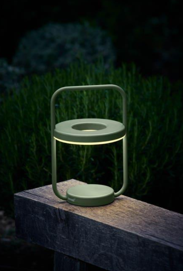 Load image into Gallery viewer, Fermob ULLI monochrome outdoor lamp, 30 cm height, stylish outdoor lighting with rechargeable feature, in a sleek design.
