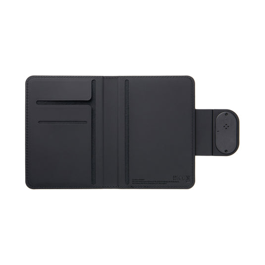Vinga Baltimore RCS passport cover with finder, dual phone and tablet accessories, black leather with textured finish