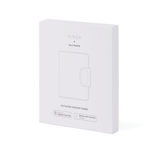 Vinga Baltimore RCS passport cover with finder for phone and tablet accessories, featuring a sleek design and protective material.